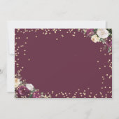 Gouden Diamanten Bourgondiër Bloem Bruiloft Kaart (Achterkant)