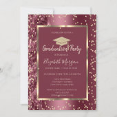 Gouden Diamanten Bourgondische Glitter Graduation  Kaart (Voorkant)