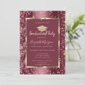 Gouden Diamanten Bourgondische Glitter Graduation  Kaart (Staand voorkant)