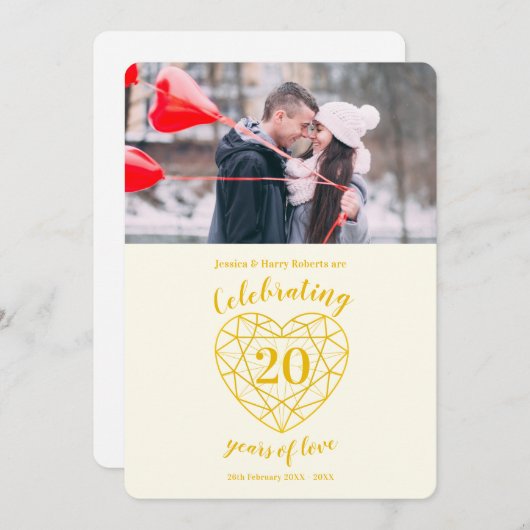 Gouden Diamanten Bruiloft 20 jaar foto Kaart (Voorkant / Achterkant)