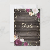 Gouden Diamanten Burgundy Bloemen Hout Kaart (Voorkant)