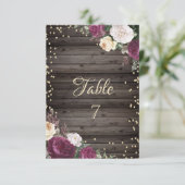 Gouden Diamanten Burgundy Bloemen Hout Kaart (Staand voorkant)