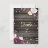 Gouden Diamanten Burgundy Bloemen Hout Kaart (Achterkant)