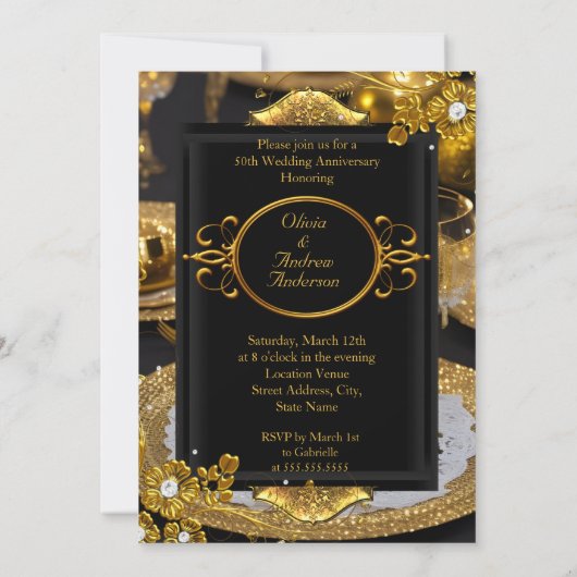 Gouden Diamanten Dinner Party 50ste Verjaardag Kaart (Achterkant)