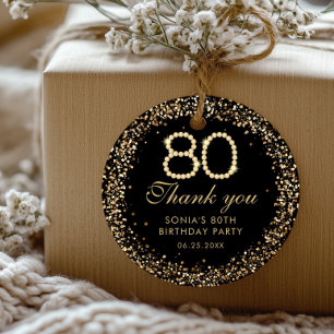 Gouden Diamanten Elegante 80e Verjaardag Bedankt T Ronde Sticker