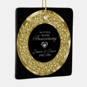 Gouden diamanten en zwarte damast. 50e Jubileum Keramisch Ornament (Rechts)