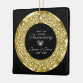 Gouden diamanten en zwarte damast. 50e Jubileum Keramisch Ornament (Links)