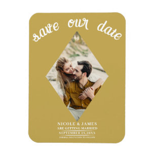 Gouden Diamanten Foto Bruiloft Save the Date Magneet