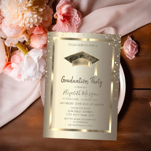 Gouden Diamanten Frame, Waterverf Grad Cap Goud Kaart