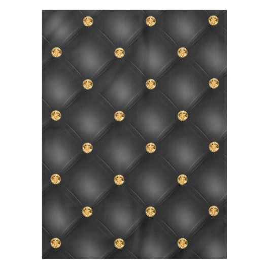 Gouden diamanten getuft zwart en goud tafelkleed (Voorkant)