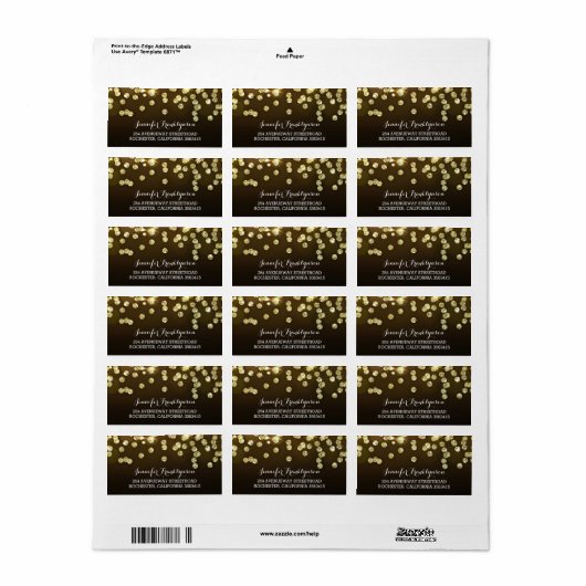 Gouden Diamanten Glitter Bruiloft Etiket (Full Sheet)