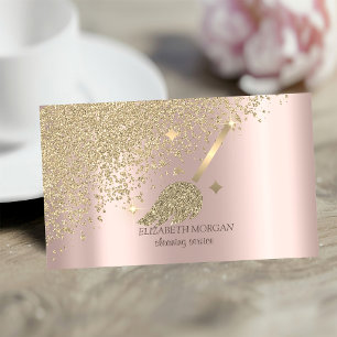 Gouden diamanten glitterschoonmaakster huishoudeli visitekaartje