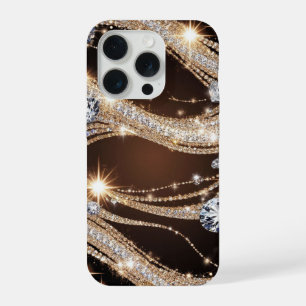 💎 Gouden Diamanten Golven ✨ Luxe Schittering Abst iPhone 15 Pro Case