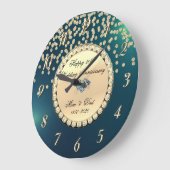 Gouden diamanten groene 25e trouwdag grote klok (Hoek)