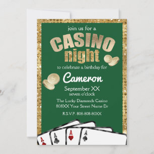 Gouden Diamanten Groene Casino Nacht Party Kaart