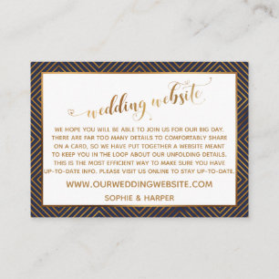 Gouden Diamanten Harten Script Trouwwebsite Navy Informatiekaartje