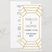 Gouden diamanten juweel trendy bruiloft menukaart (Voorkant / Achterkant)