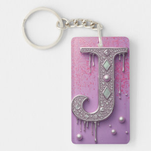 Gouden Diamanten Letter J Op Maat Gemaakte Naambed Sleutelhanger
