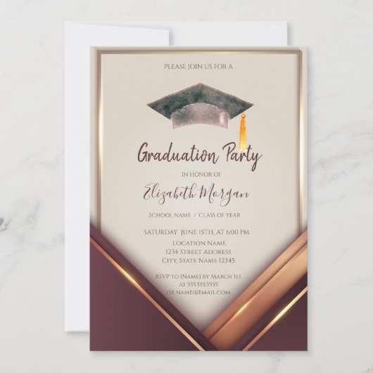 Gouden Diamanten, Lijst, Graduation Cap Afstuderen Kaart (Voorkant)