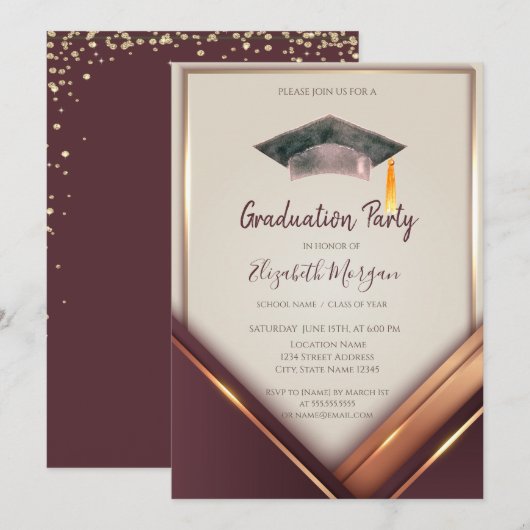 Gouden Diamanten, Lijst, Graduation Cap Afstuderen Kaart (Voorkant / Achterkant)