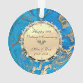 Gouden Diamanten, Marmer 50ste Trouwdag Jubileum Ornament (achterkant)