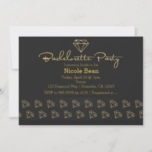 Gouden Diamanten Moderne Ontwerp Bachelorette Fees Kaart