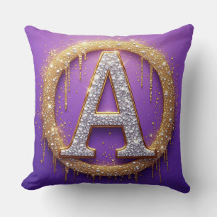 Gouden Diamanten Monogram A Initiaal Cadeaubestell Kussen