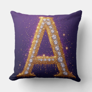 Gouden Diamanten Monogram A Initiaal Voor Cadeaus Kussen