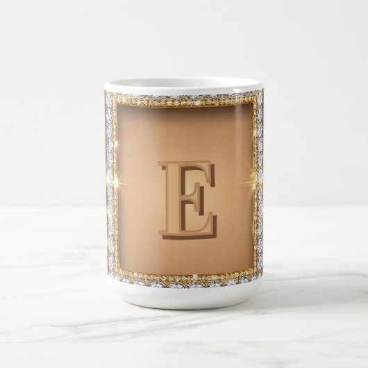 ✨ Gouden Diamanten Monogram Aangepaste Naam Ontwer Koffiemok (Center)