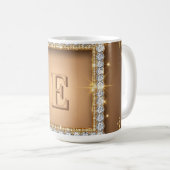 ✨ Gouden Diamanten Monogram Aangepaste Naam Ontwer Koffiemok (Voorkant rechts)