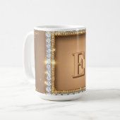 ✨ Gouden Diamanten Monogram Aangepaste Naam Ontwer Koffiemok (Voorkant links)