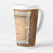 ✨ Gouden Diamanten Monogram Aangepaste Naam Ontwer Latte Mok (Rechterhoek)
