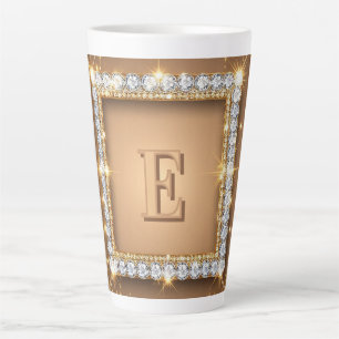 ✨ Gouden Diamanten Monogram Aangepaste Naam Ontwer Latte Mok