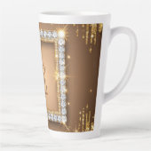 ✨ Gouden Diamanten Monogram Aangepaste Naam Ontwer Latte Mok (Rechts)