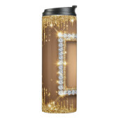 ✨ Gouden Diamanten Monogram Aangepaste Naam Ontwer Thermosbeker (Gedraaid links)