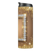 ✨ Gouden Diamanten Monogram Aangepaste Naam Ontwer Thermosbeker (Geroteerd rechts)