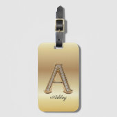 Gouden Diamanten Monogram Glam Initiële Letter A Bagagelabel (Voorkant (verticaal))