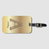 Gouden Diamanten Monogram Glam Initiële Letter A Bagagelabel (Voorkant (horizontaal))