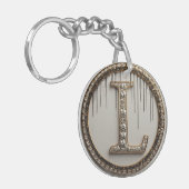 Gouden diamanten monogram L aandenken Sleutelhanger (Voorkant Links)