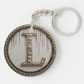 Gouden diamanten monogram L aandenken Sleutelhanger (Achterkant)