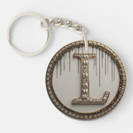 Gouden diamanten monogram L aandenken Sleutelhanger