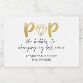 Gouden Diamanten Pop De Bubble Mini Mousserende Wi Sparkling Wijnetiket (Enkel label)