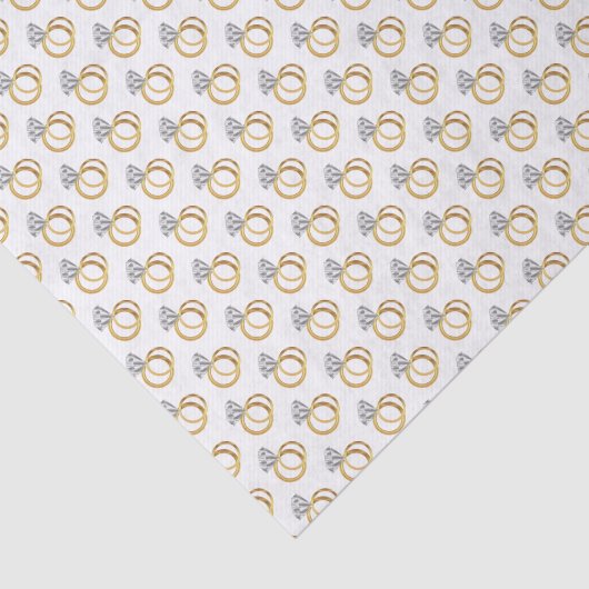Gouden Diamanten Trouwring Set Patroon Ontwerp Tissuepapier (Detail)