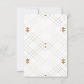 Gouden Diamanten Witte Geometrische Deco Gatsby Br RSVP Kaartje (Achterkant)