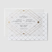 Gouden Diamanten Witte Geometrische Deco Gatsby Br Vellum Uitnodigingen (Offset (Uitnodiging))