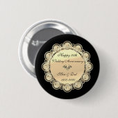 Gouden diamanten zwart 50ste huwelijksverjaardag ronde button 5,7 cm (Voorkant /achterkant)