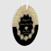 Gouden Diamanten Zwart Chic 50ste Huwelijksverjaar Ornament (voorkant)