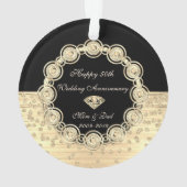 Gouden Diamanten Zwart Chic 50ste Huwelijksverjaar Ornament (achterkant)