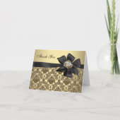 Gouden Diamanten Zwart Damast Dank u Kaarten (Voorkant)