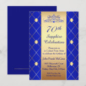 Gouden diamantpatroon op blauw 70e verjaardagsfees kaart (Voorkant / Achterkant)